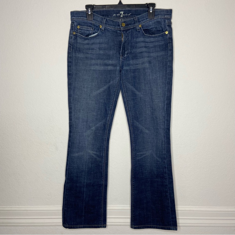 7 For All Mankind Woman’s Studded Pockets Straight Bootcut Jeans Size 32